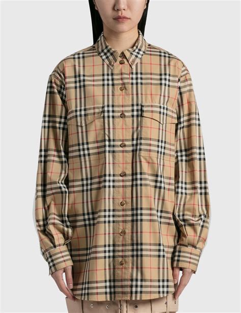 Burberry Vintage Check Stretch Cotton Oversized Shirt